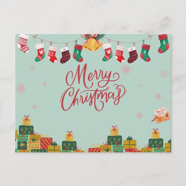 Frohe Weihnachten Geschenkboxen und Strümpfe (Vorderseite)