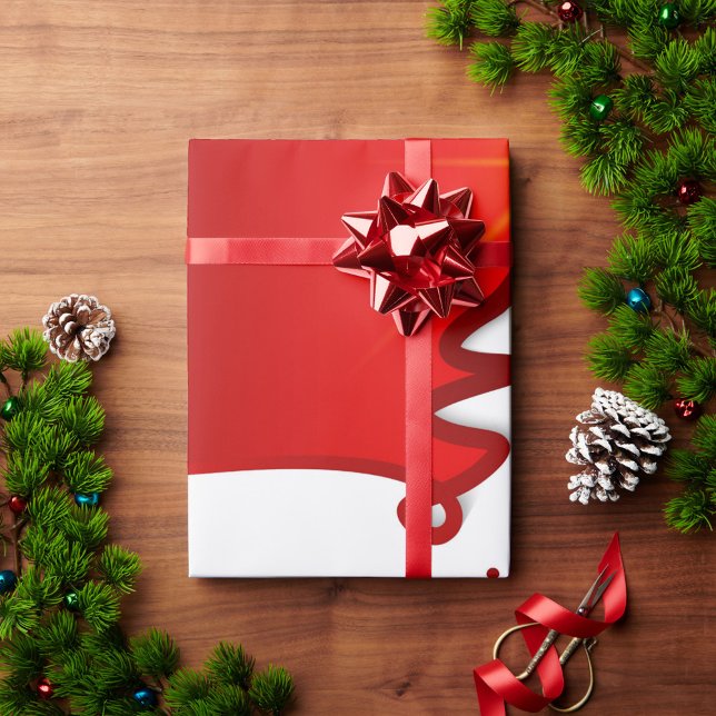 Frohe Weihnachten Geschenkpapier (Festive greenery and pinecones surround this beautiful gift!)