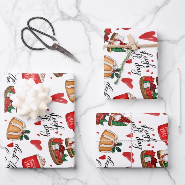 Frohe Weihnachten Geschenkpapier Set (Vorderseite)