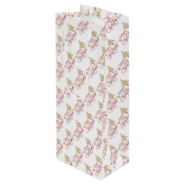 Frohe Weihnachten Geschenktüte Für Weinflaschen (Rückseite Schrägansicht)