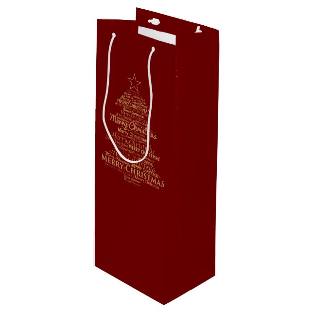 Frohe Weihnachten Geschenktüte Für Weinflaschen (Vorderseite Schrägansicht)