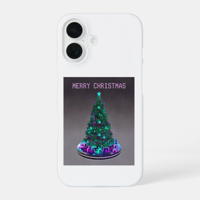Frohe Weihnachten. Geschmückter Baum mit Geschenke iPhone 16 Hülle (Rückseite)