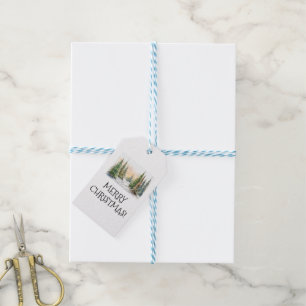 Frohe Weihnachten, Gift-Tags, Bäume, Wald Geschenkanhänger