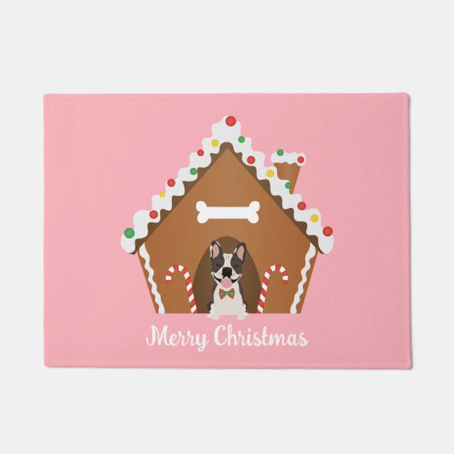 Frohe Weihnachten Gingerbread Dog House Fußmatte (Vorderseite)