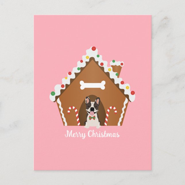 Frohe Weihnachten Gingerbread Dog House Postkarte (Vorderseite)