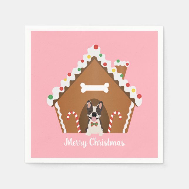 Frohe Weihnachten Gingerbread Dog House Serviette (Vorderseite)