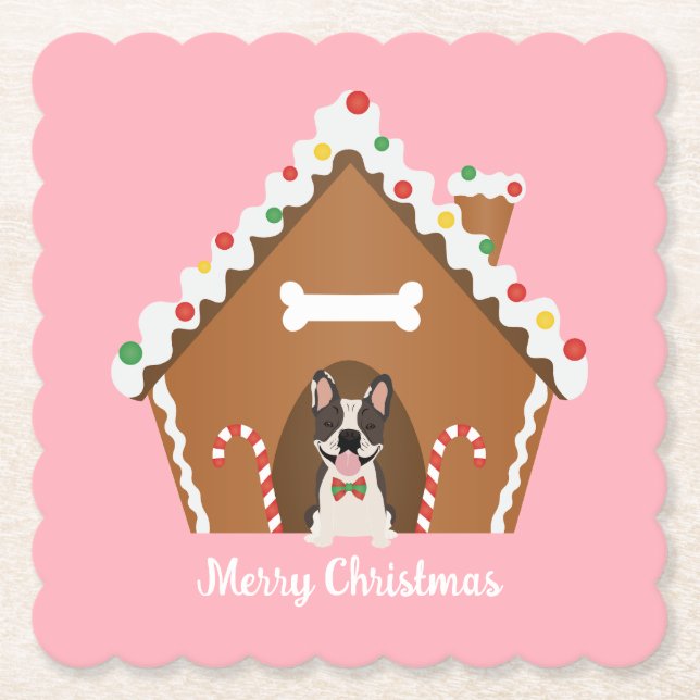 Frohe Weihnachten Gingerbread Dog House Untersetzer (Vorderseite)