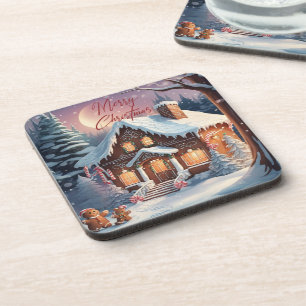 Frohe Weihnachten Gingerbread House Holiday Getränkeuntersetzer