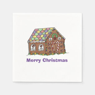 Frohe Weihnachten Gingerbread House Holiday Party Serviette