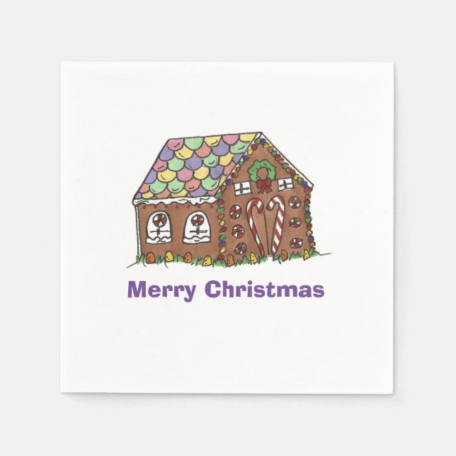 Frohe Weihnachten Gingerbread House Holiday Party Serviette (Vorderseite)