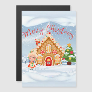 Frohe Weihnachten Gingerbread House Magnetkarte