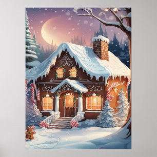Frohe Weihnachten Gingerbread House Poster