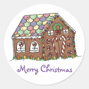Frohe Weihnachten Gingerbread House Xmas Stickers