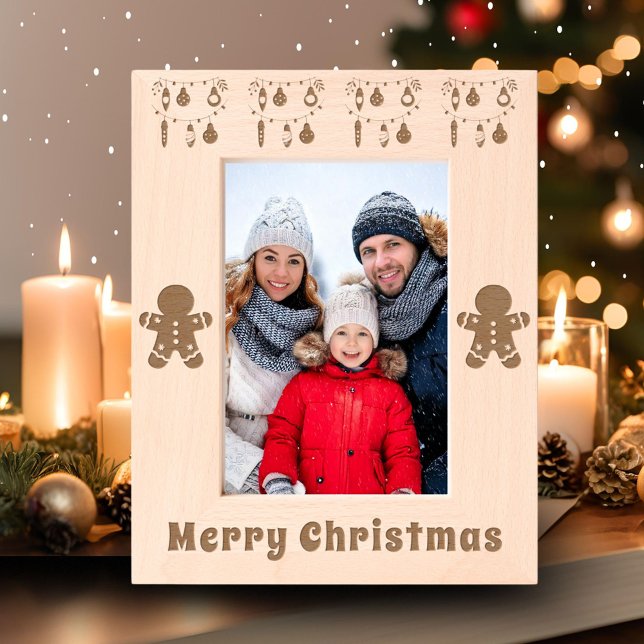 Frohe Weihnachten Gingerbread Man Decor Foto Geätzte Rahmen (Von Creator hochgeladen)