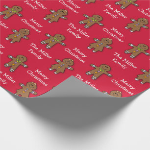 Frohe Weihnachten Gingerbread Man Red Custom Geschenkpapier