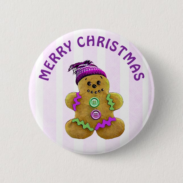 Frohe Weihnachten Gingerbread Mann Button (Vorderseite)
