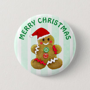 Frohe Weihnachten Gingerbread Mann Button