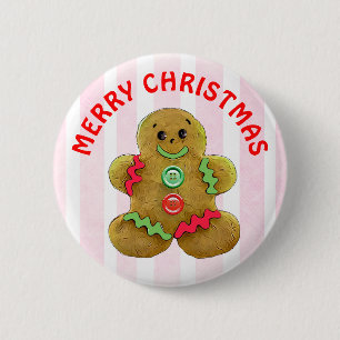 Frohe Weihnachten Gingerbread Mann Button