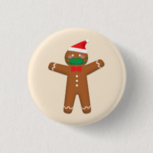 Frohe Weihnachten Gingerbread Mann in Gesicht Mask Button