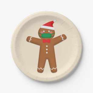 Frohe Weihnachten Gingerbread Mann in Gesicht Mask Pappteller