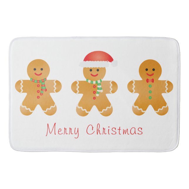 Frohe Weihnachten Gingerbread Männer Badematte (Vorderseite)