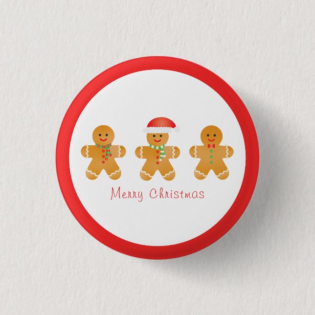Frohe Weihnachten Gingerbread Männer Button (Vorderseite)