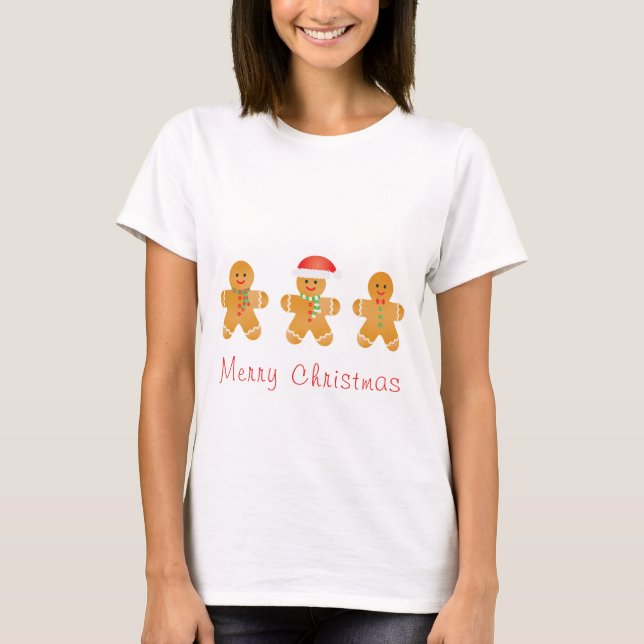 Frohe Weihnachten Gingerbread Männer T-Shirt (Vorderseite)