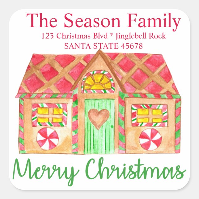 Frohe Weihnachten Gingerbread Umschlag Aufkleber (Vorderseite)