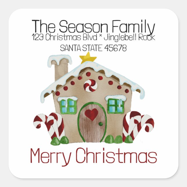 Frohe Weihnachten Gingerbread Umschlag Aufkleber (Vorderseite)