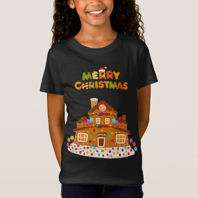 Frohe Weihnachten Gingerbrot Haus Backcreme Dose T-Shirt (Vorderseite)