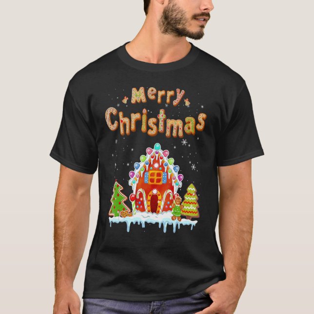 Frohe Weihnachten Gingerbrot Haus Backcreme Dose T-Shirt (Vorderseite)