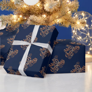Frohe Weihnachten Glänzender Wirbel Goldtext Dunke Geschenkpapier