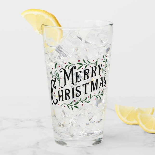 Frohe Weihnachten Glas (Vorderseite Ice)