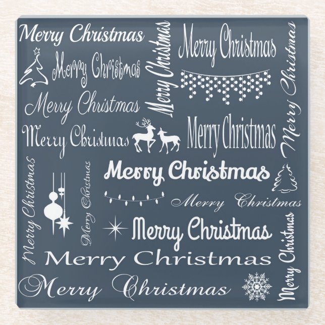 Frohe Weihnachten Glasuntersetzer (Vorderseite)