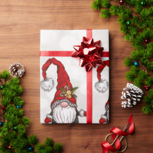 Frohe Weihnachten, Glitzer Bokeh Red Gnomes Geschenkpapier