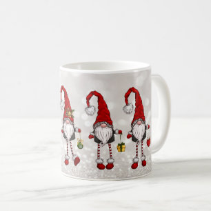 Frohe Weihnachten, Glitzer Bokeh Red Gnomes Kaffeetasse