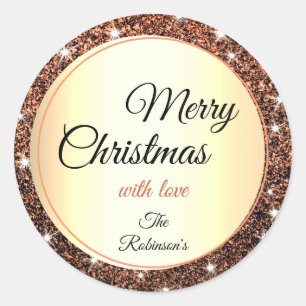 Frohe Weihnachten Glitzer Sparkle Stars Trendy Gla Runder Aufkleber