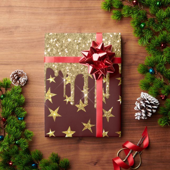 Frohe Weihnachten - Glitzer Star Geschenkpapier (Feiertagsgeschenk)