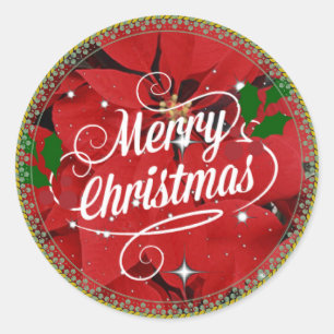 Frohe Weihnachten, Glitzer und Funkeln  Runder Aufkleber