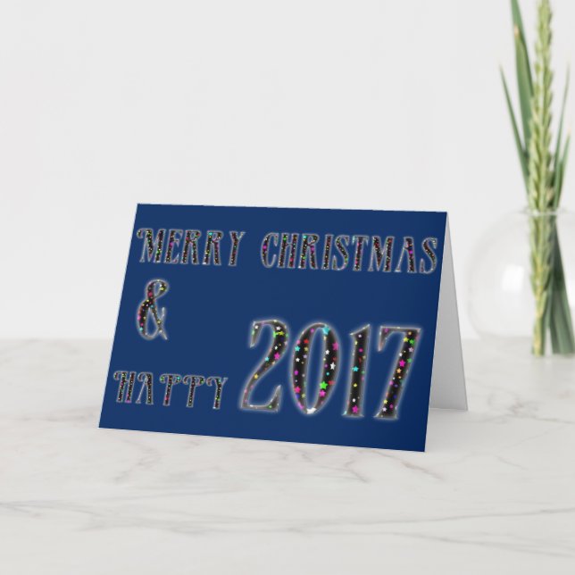 Frohe Weihnachten & Glück 2017 Stars Typografie (Vorderseite)