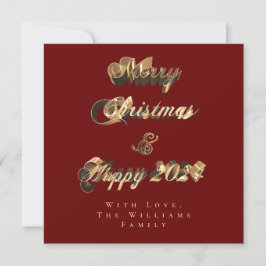 Frohe Weihnachten Glück 2024 Red and Gold Script