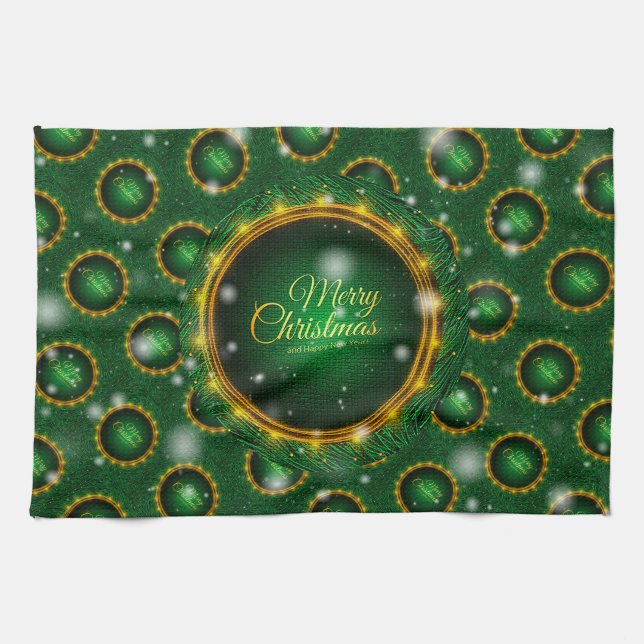 Frohe Weihnachten Glück Bestes Geschenk Geschirrtuch (Horizontal)