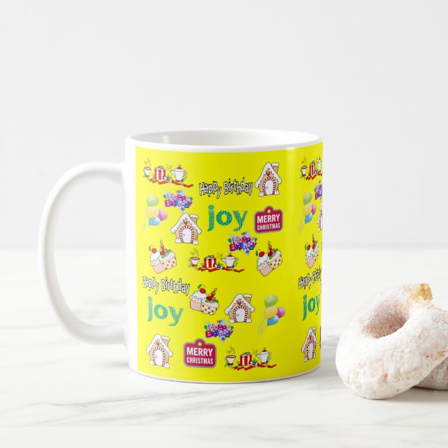 Frohe Weihnachten Glück Geburtstag Tasse (Mit Donut)