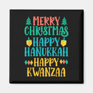 Frohe Weihnachten Glück Hanukkah Happy Kwanzaa 7 Magnet