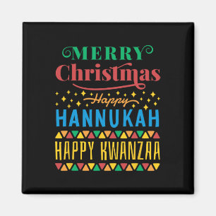Frohe Weihnachten Glück Hanukkah Happy Kwanzaa 8 Magnet