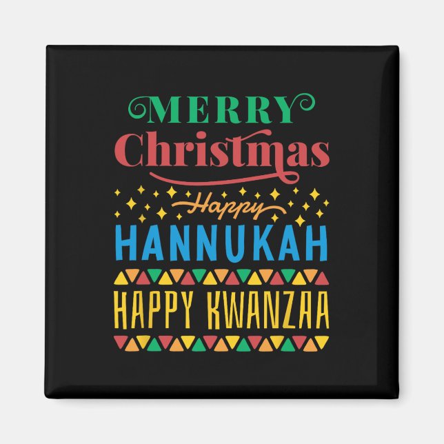 Frohe Weihnachten Glück Hanukkah Happy Kwanzaa 8 Magnet (Vorne)