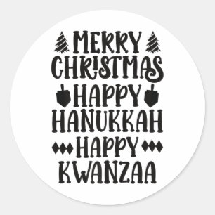 Frohe Weihnachten Glück Hanukkah Happy Kwanzaa Pre Runder Aufkleber