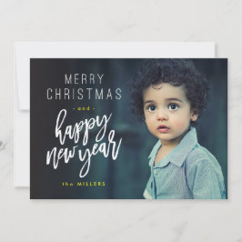 Frohe Weihnachten, Glück ins neue Jahr, kühne Foto Feiertagskarte
