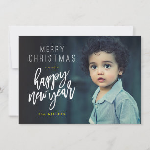 Frohe Weihnachten, Glück ins neue Jahr, kühne Foto Feiertagskarte