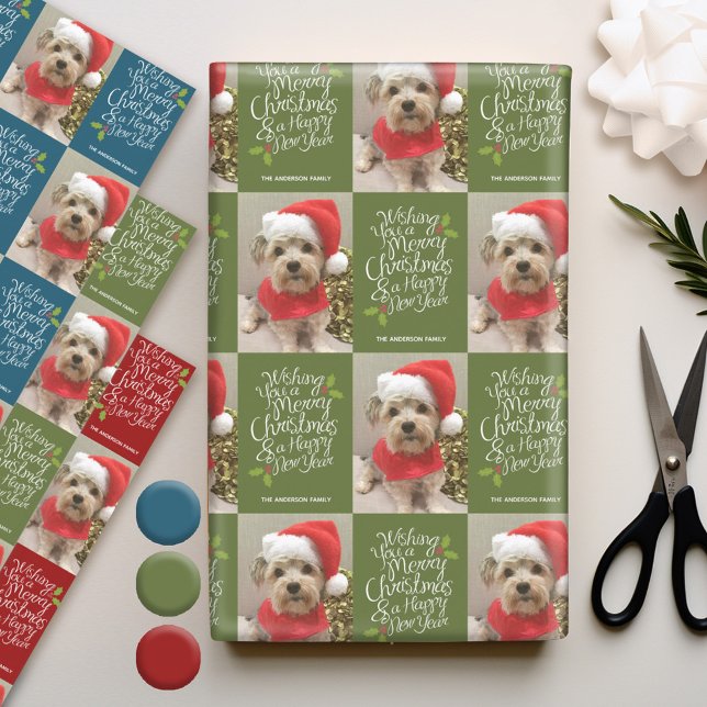 Frohe Weihnachten Glück Neues Jahr - 1 Foto Whimsi Geschenkpapier Set (Personalized Photo Wrapping Paper)